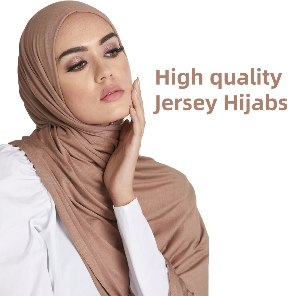 200g Heavy Jersey Hijab Scarf Muslim Cotton Long Shawl Plain Soft Modal Turban Head Wraps Good Stitching Women Scarves Headband