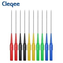 Cleqee 10 peças p30009 + 1mm agulha de sonda de teste longa isolada pino de sonda traseira não destrutiva sonda de punção inoxidável 4mm jack