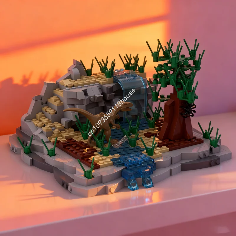 

744 шт. MOC динозавры диорама ходит поток 2 модель строительные блоки DIY идея игрушки рождественские подарки кирпич на день рождения