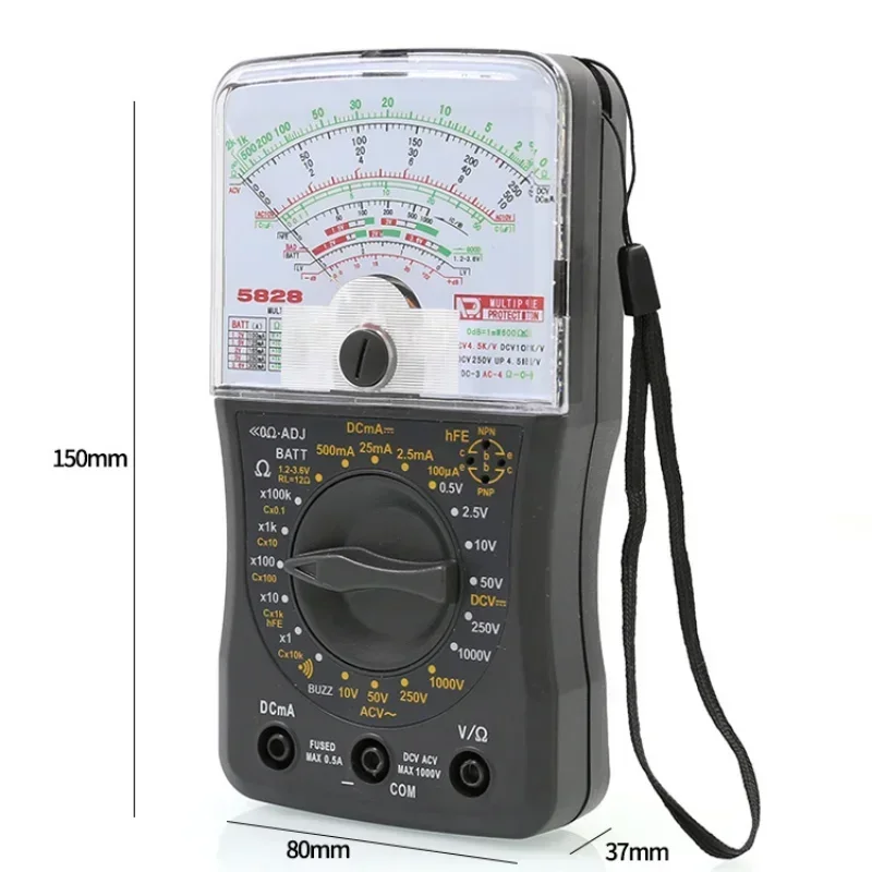 Portable Analog Multimeter with AC/DC Voltage Lanyard and Amplifier Current, Resistor, Continuous Transistor