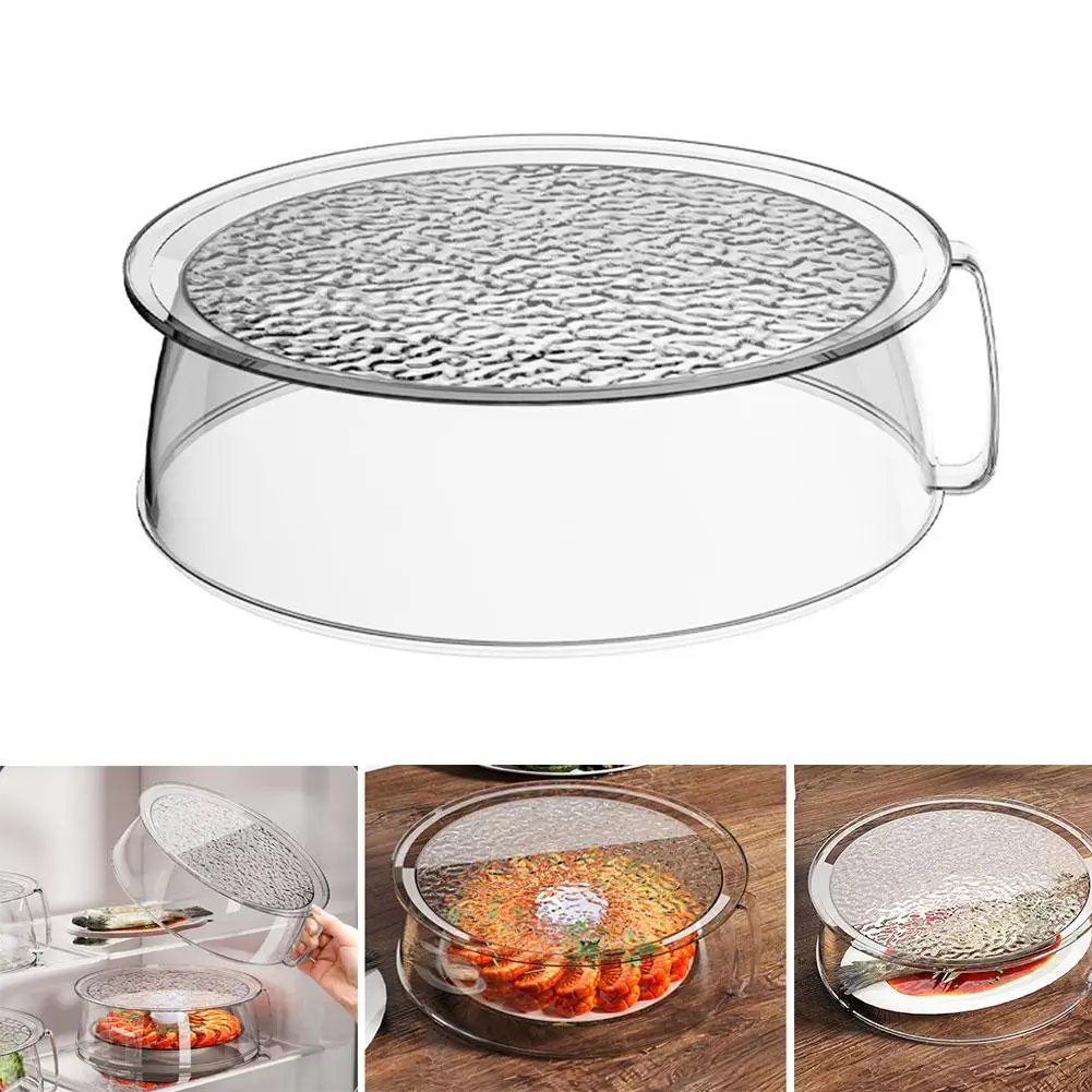 PC-Mikrowellenabdeckung mit Griff, hitzebeständiger Spritzschutzdeckel, transparenter Teller- und Schüsselschutz für Küche, Kühlschrank & Grill – Detail 2