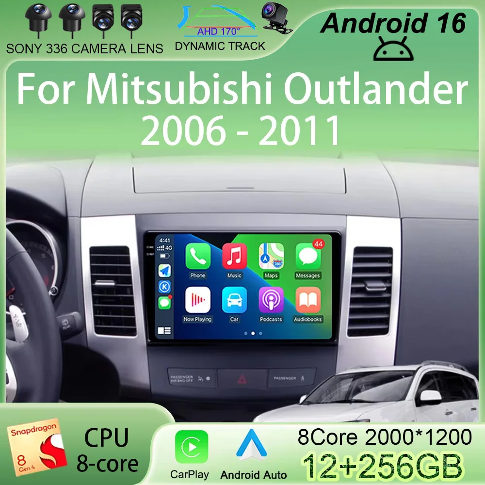 

Автомагнитола Android 16 для Mitsubishi Outlander 2006-2011, Peugeot 4007, Citroen C-Crosser, мультимедийный плеер с Carplay, GPS, QLED-экраном