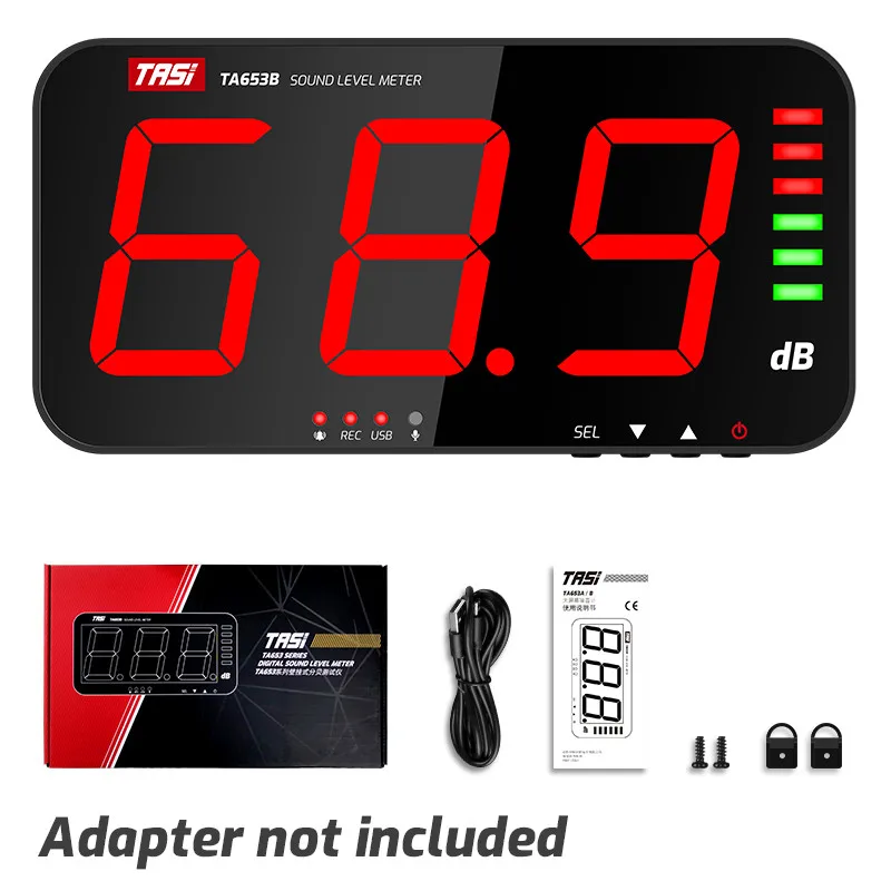 TASI TA653A TA653B Digital Sound Level Meter Large Screen Display Noise dB Meter Wall Hanging Type alarm Hospital Bar School