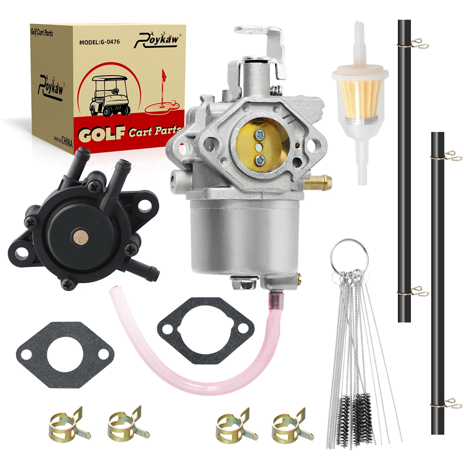 Roykaw FE350 Carburetor Kit for Club Car DS, Precedent, Carryall, Turf 1996+ Kawasaki Engine, OEM# 1016441-01, 1035245-01