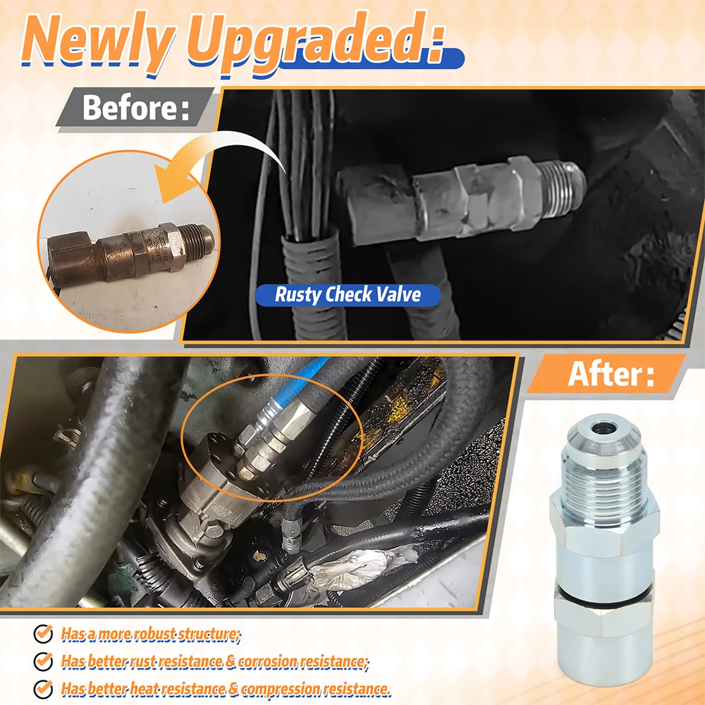 صمام فحص وقود الديزل ديترويت 23516919 لمحرك ديترويت ديزل سلسلة 60 12.7L 3/8 بوصة خيط أنثى × 3/4in-16 أنبوب ذكر