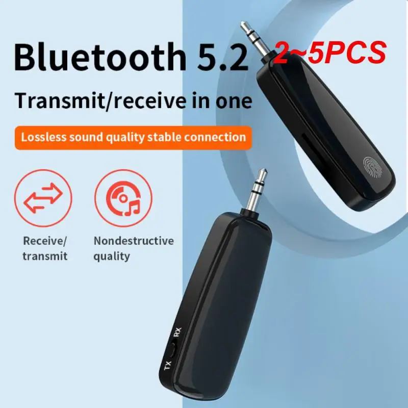 2~5PCS New bluetooth-compatible 5.2 Receiver Transmitter Adapter 3.5mm Jack AUX Car Stereo Hands-free Call TF Card Audio Player