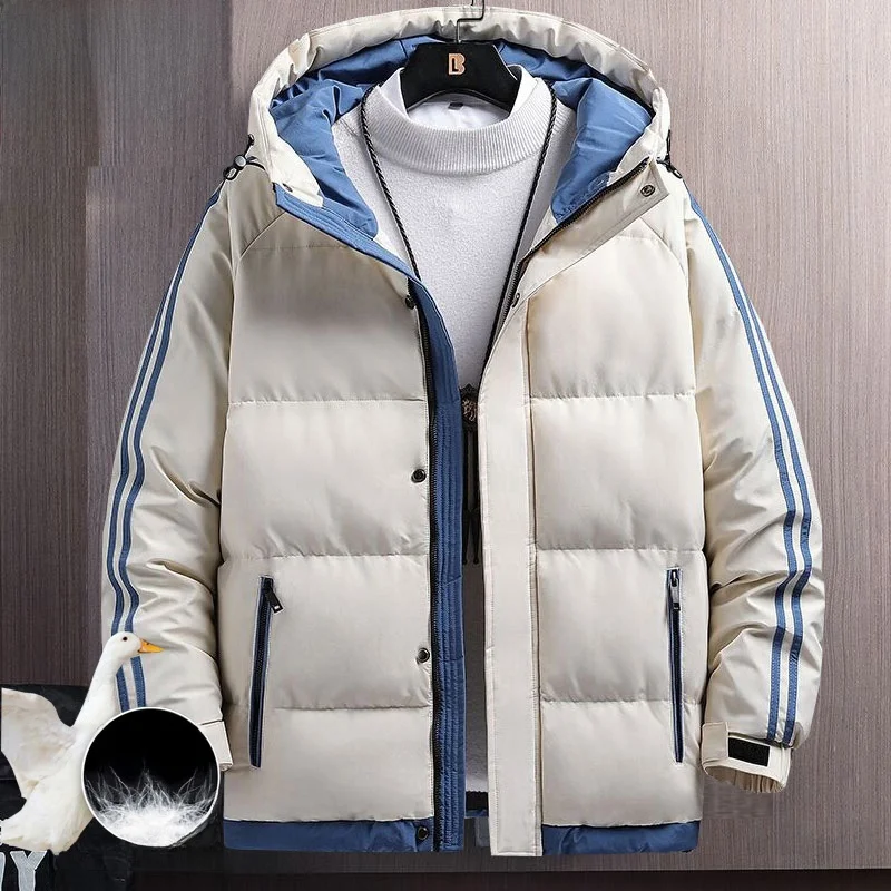 

Men's Winter Thiened Warm Cotton Jaet Hooded down Jaet Faion Urban Sle Long Sve Zipper Closure Polyester Fabric