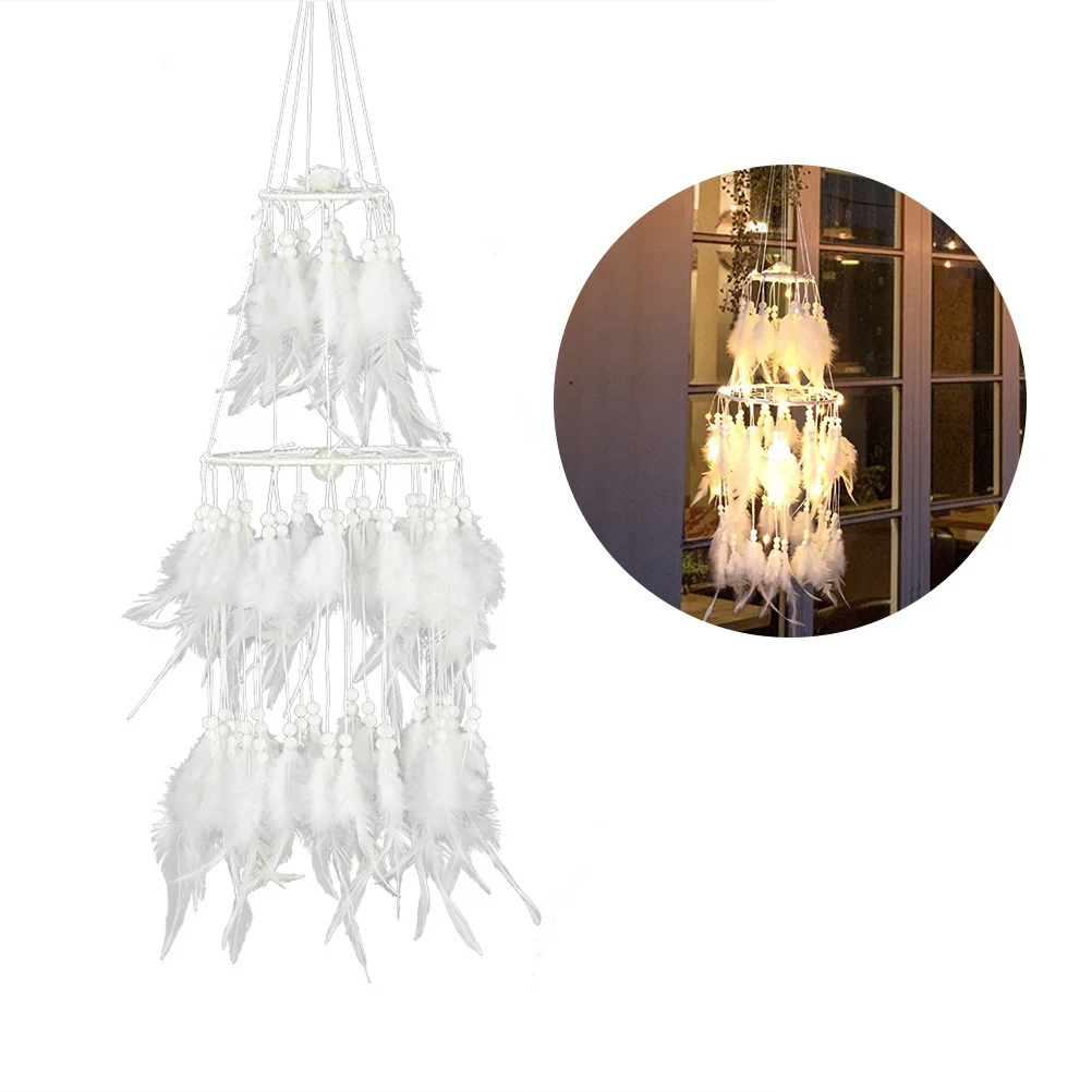 

Dream Catcher White Pearl Pendant Decorative Home Bedroom Living Room Party Wall Hanging Lantern Light