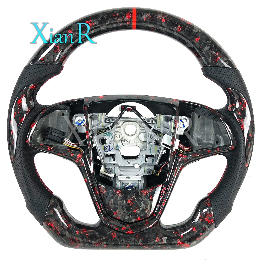 

Customized red forged carbon fiber perforated leather sports style steering wheel for Cadillac ATS CTS 2013 2014 2015 2016 2017
