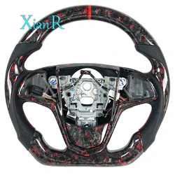 Customized red forged carbon fiber perforated leather sports style steering wheel for Cadillac ATS CTS 2013 2014 2015 2016 2017