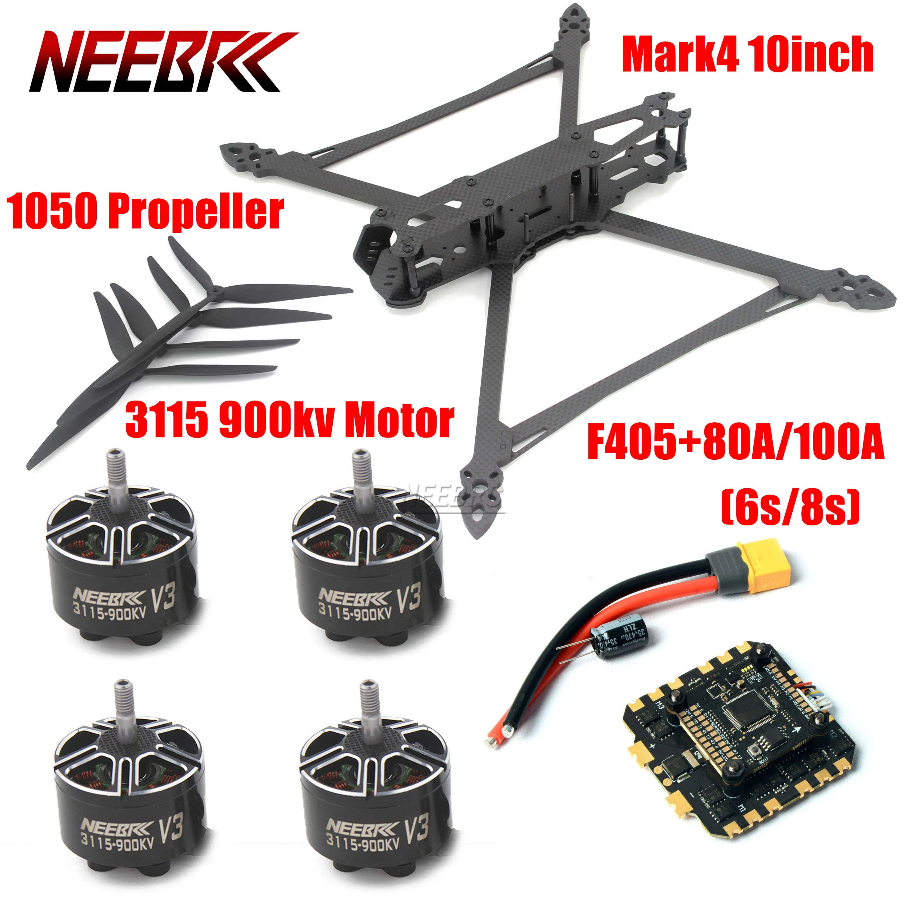 

Mark4 10inch 427mm Drone Frame Kit F405 Flight Control 80A/100A ESC 3115 Motor Prop for RC FPV Racing Quadcopter Freestyle DIY