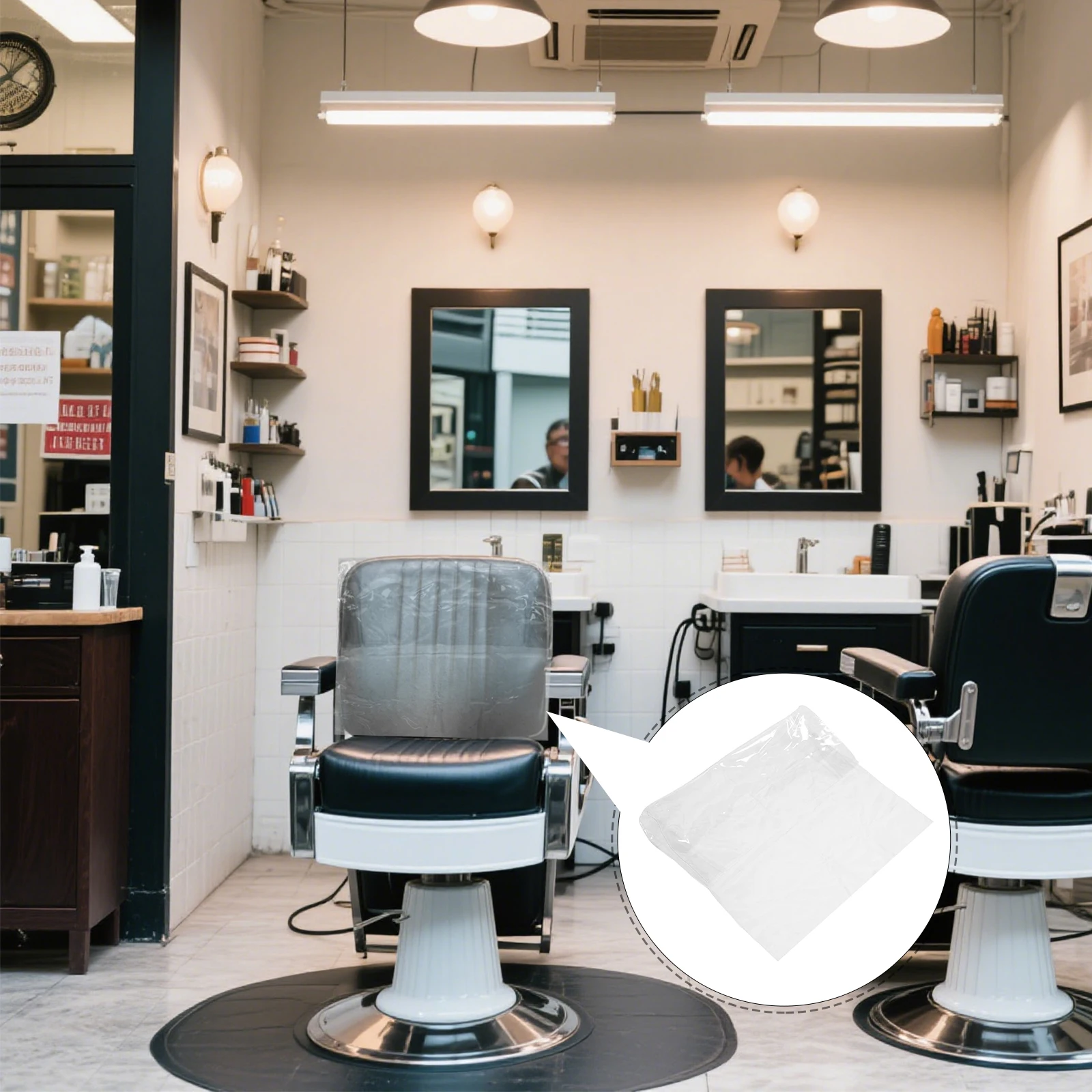 

Hairdressing Chair Covers Transparent Plastic Salon Chairs Back Cover Dust Proof Chemical Resistant Easy Cleaning