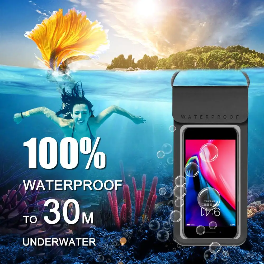 New Universal Waterproof Phone Pouch Transparent Swimming Phone Case Hanging On Neck Phone Sealed Bag Mobile Phone Accessories