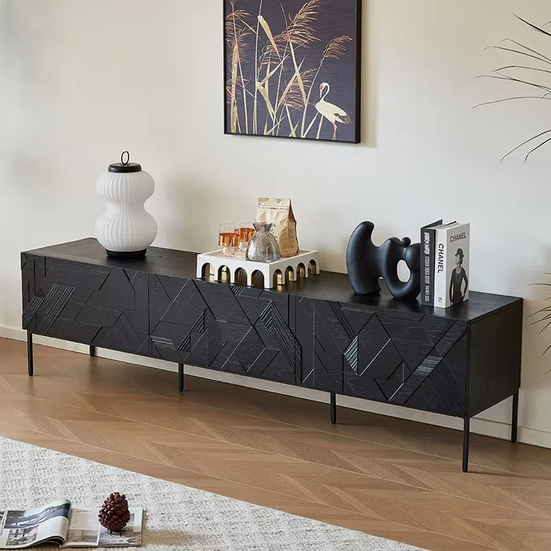 Minimalist Decoration Tv Cabinet Dark Stand Black Living Room Tv Cabinet Apartments Storage Fernsehtisch Furniture For Home