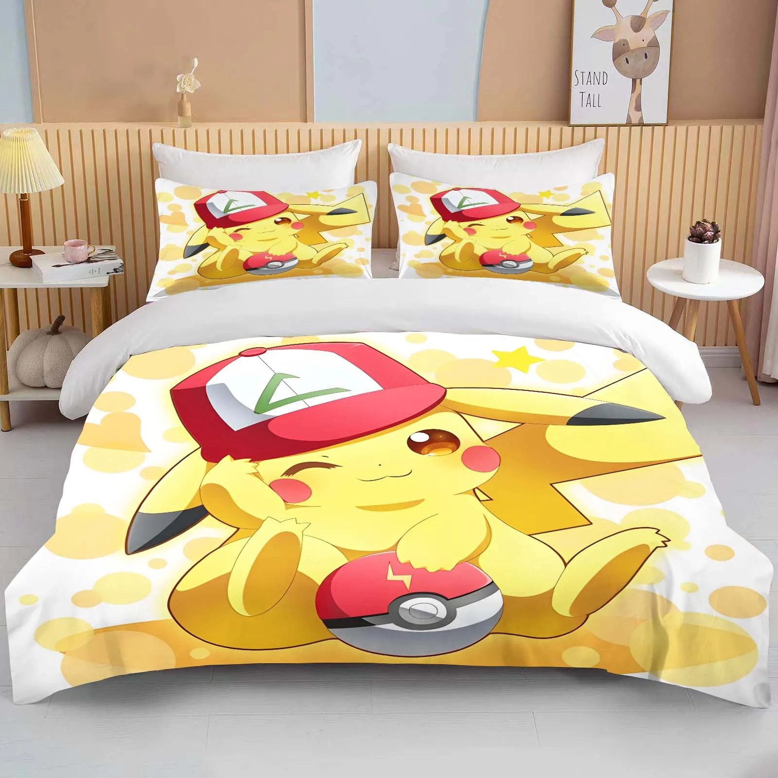 Imagem -06 - Pokémon Pikachu Impresso Bedding Conjunto para Adultos Quarto Duvet Microfiber Bed Cover Anime Cartoon Fronha 10 Tamanhos