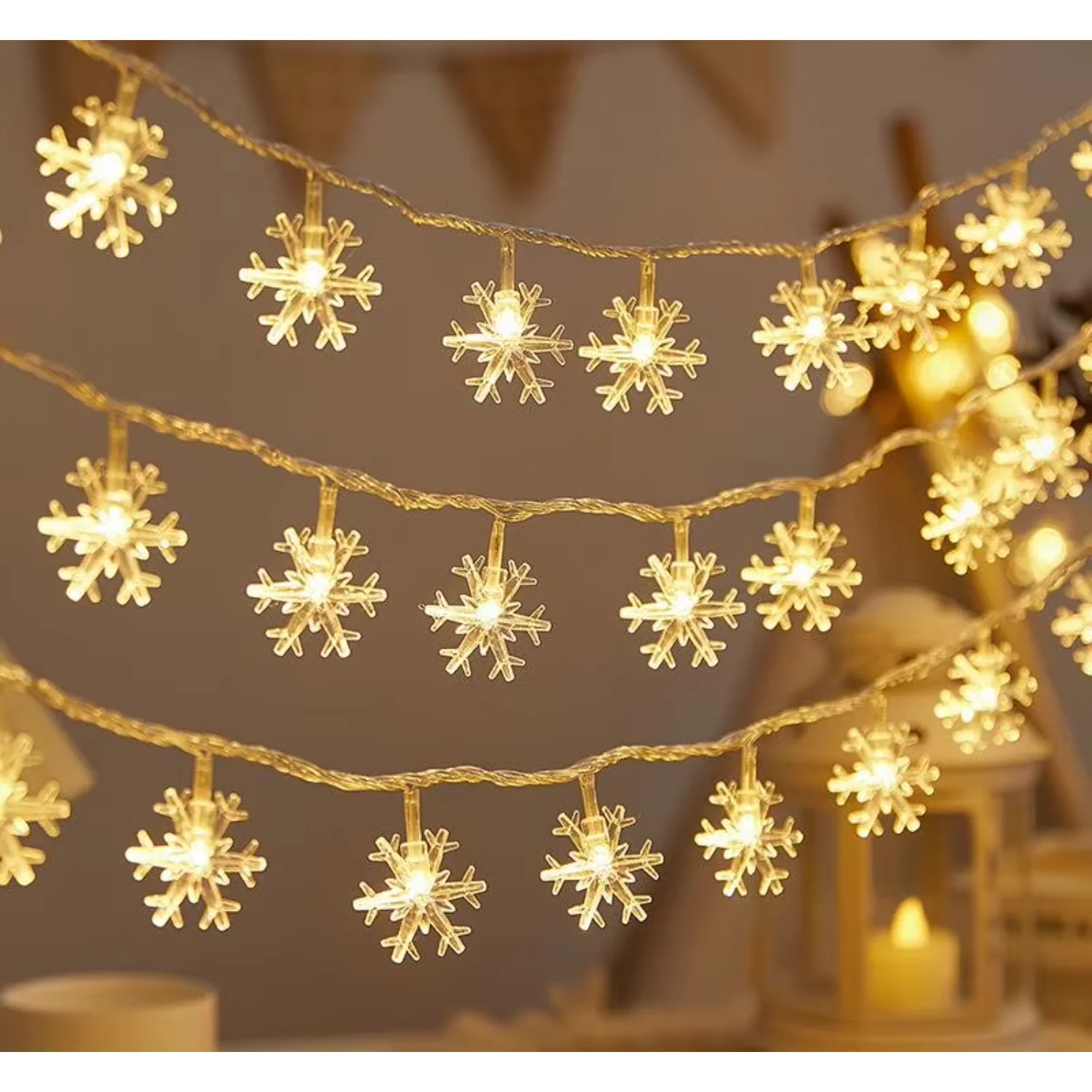 Świąteczny płatek śniegu Led Light Fairy String Lights Wodoodporny do oświetlenia ogrodu na choinkę