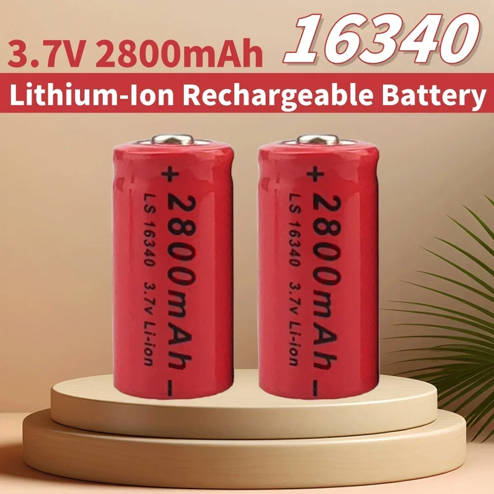 

16340 Battery 3.7V 2800mAh Rechargeable Li-ion Battery CR123A for LED Flashlight with 16340 CR123 Battery Charger