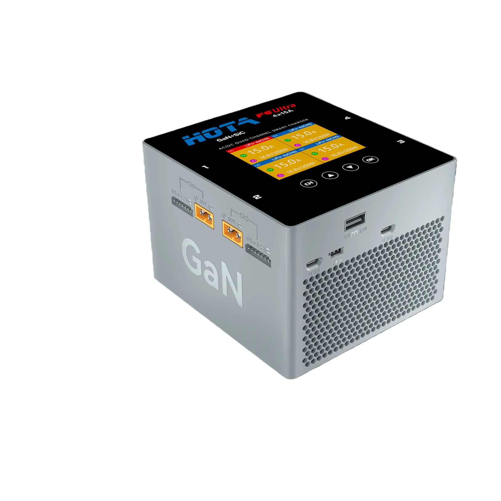 HOTA F6 Ultra avion chargeur d'équilibre Intelligent 4 canaux entrée AC DC 1-6S batterie li-po puissance de nitrure de gallium nouvellement améliorée