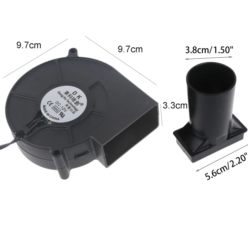 Quạt BBQ 12V với Bộ chuyển đổi điều khiển tốc độ biến đổi 100-240V