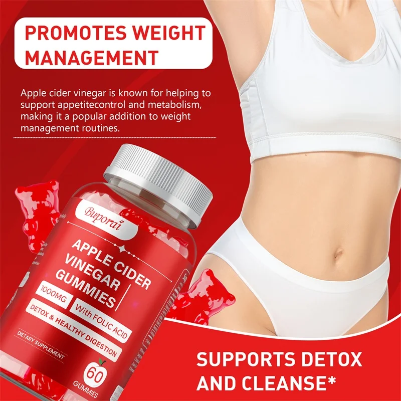 Apple Cider Vinegar Gummies - Metabolism, Supports Digestive Health, Weight Management, Promotes Cellular Energy Production