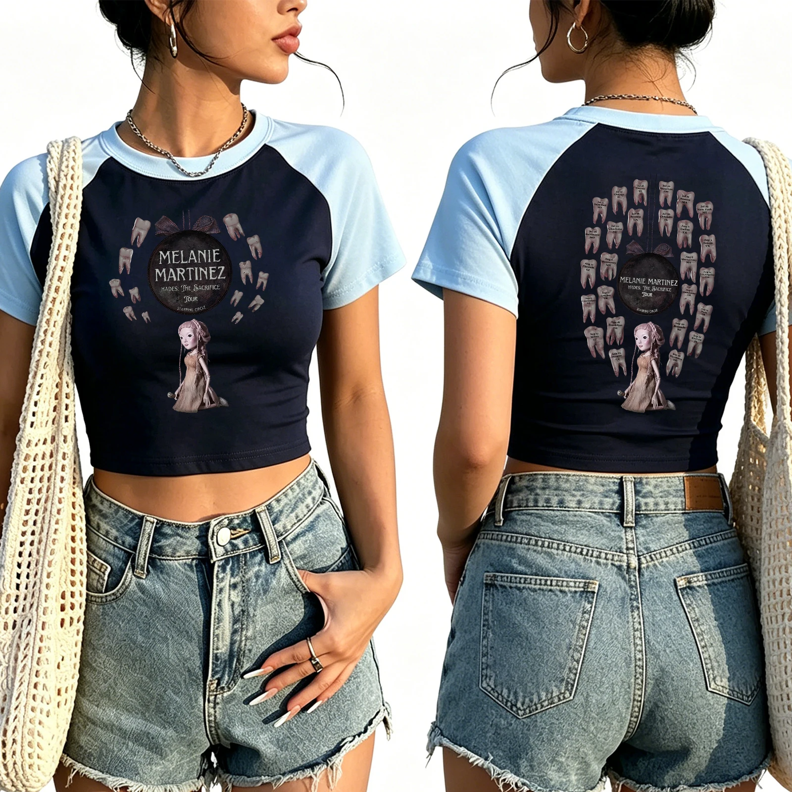Melanie Martinez Hades The Sacrifice Tour 2026 Crop Raglan Tee Retro Cropped T-shirt Concert Streetwear Crop Tee