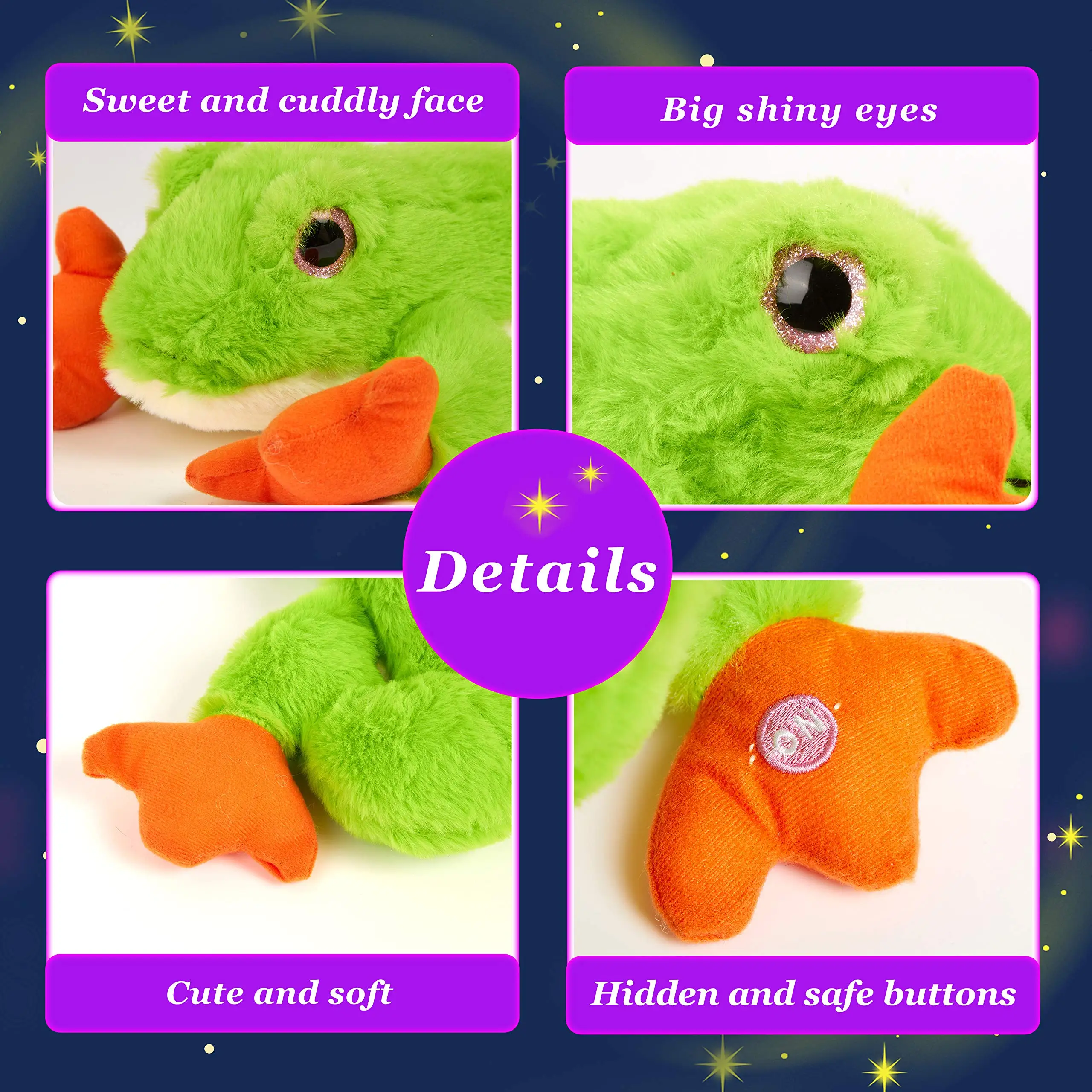 35cm Glowing Luminous Doll Plush Toys Frog with Musical Gift Throw Pillows Stuffed Animals with LED Light Toy for Girls Kids