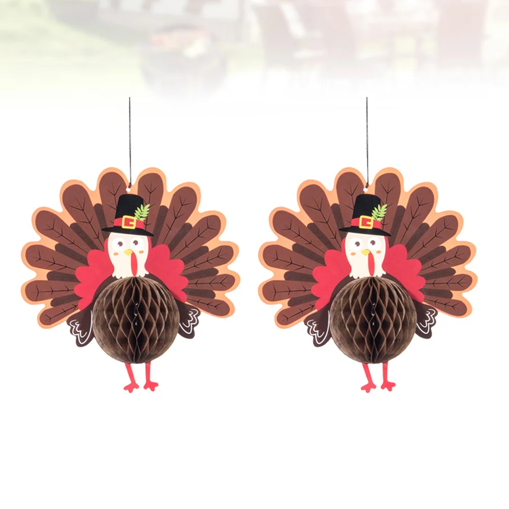 قطعتان من كرة على شكل قرص العسل للحفلات - ديكور تركي لعيد الشكر للمهرجانات المنزلية، ورق إبداعي وخفيف الوزن