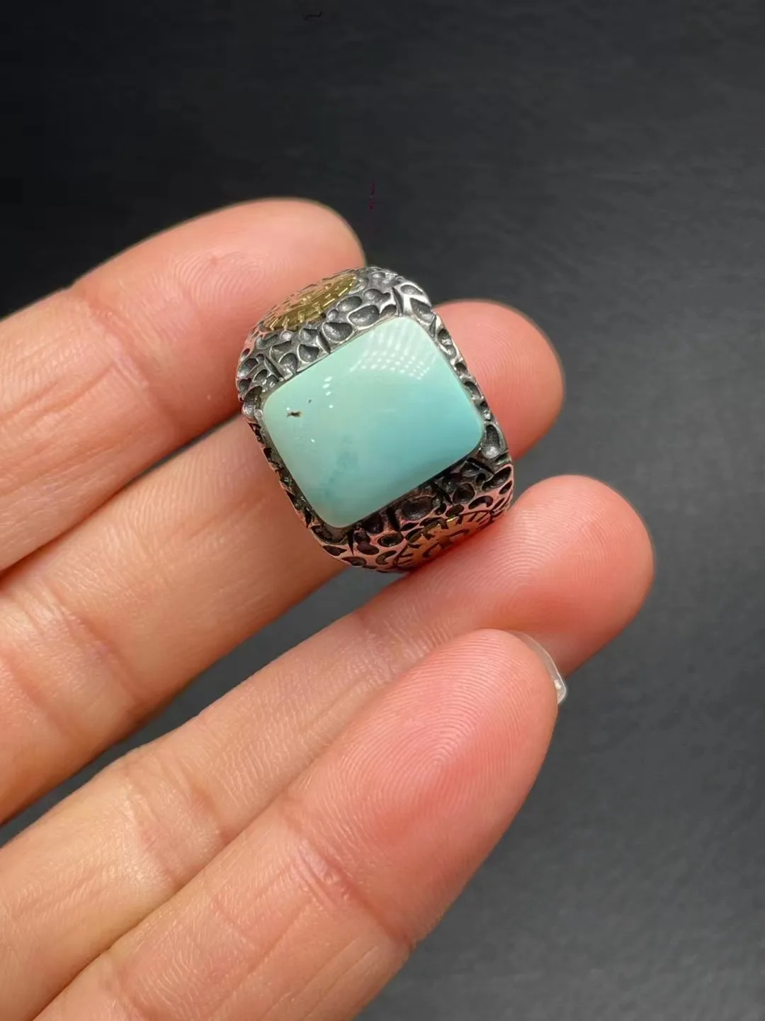 

Natural 100% real 925 sterling silver rings inlaid real turquoise jade rings Open Ring jade rings for women man engagement gift