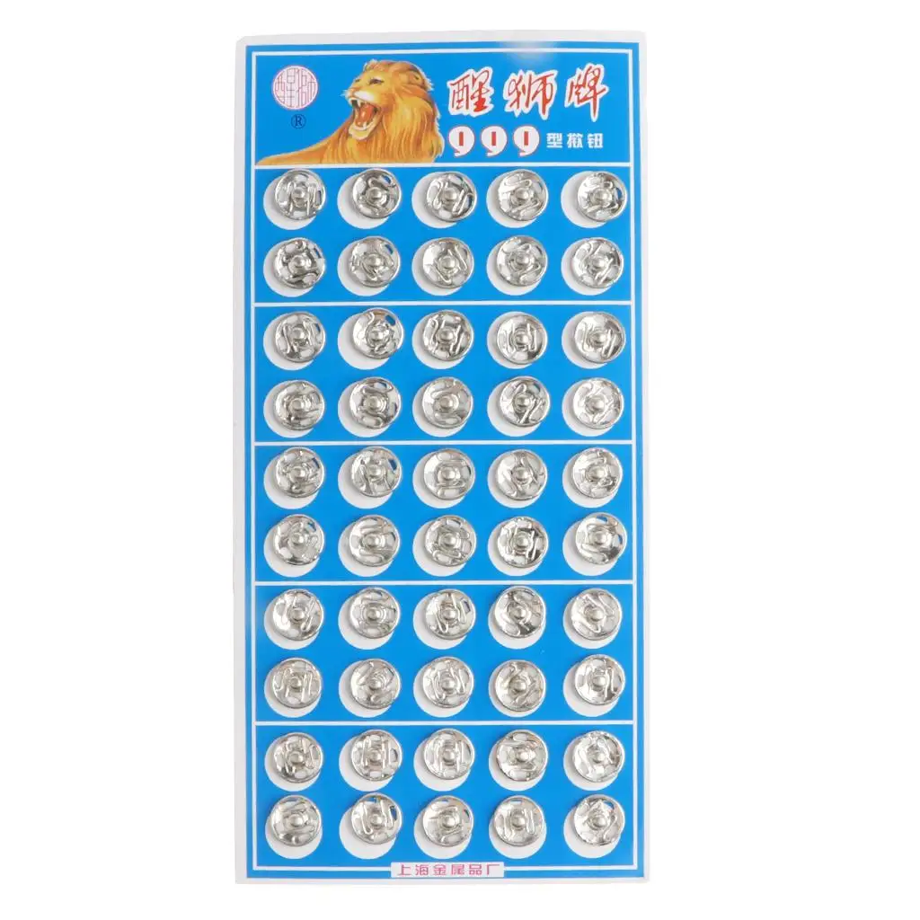 50 Pair Metal Buttons Snap Fastener Press Stud Popper Sew On Sewing Fabric Craft