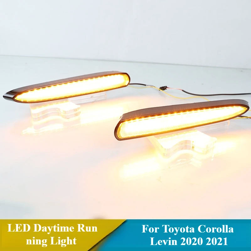 

2 шт. DRL для Toyota Corolla Levin 2020 2021 светодиодные дневные ходовые огни динамический указатель поворота передний бампер противотуманные фары 12 В дневной свет