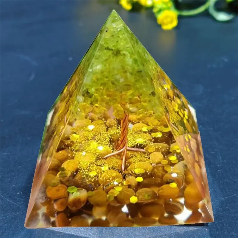 AT21-1 PCS Crystals Orgone Pyramid Energy Generator Natural Peridot Reiki Chakra Meditation 50Mm As Shown Resin S1