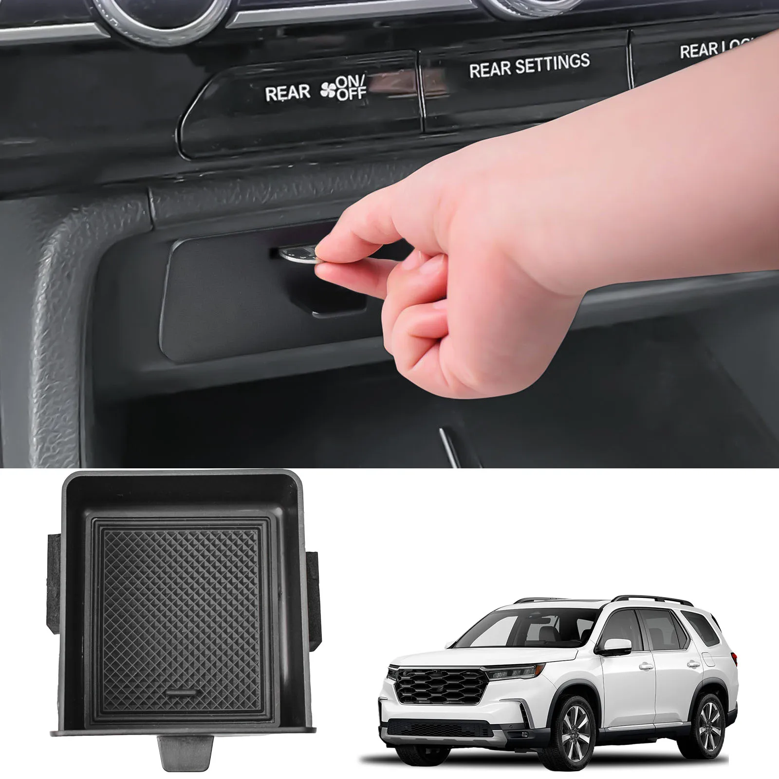 

Center Console Drawer Storage Box Tray For 2023 2024 2025 Honda Pilot/2026 Passport Gear Shift Middle Center Console Drawer Box