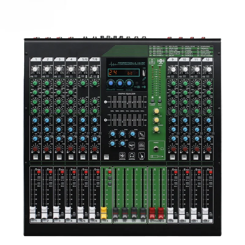 Professional Stage Audio Studio Recording Digital Sound Mixing Console 12ch Dj Usb Mixer