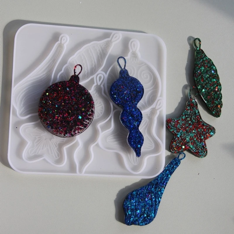 

H7EB Christmas Conch Sea Star Pendant Resin Mold Flexible Silicone Crafting Tool For Holiday Handmade Jewelry Making