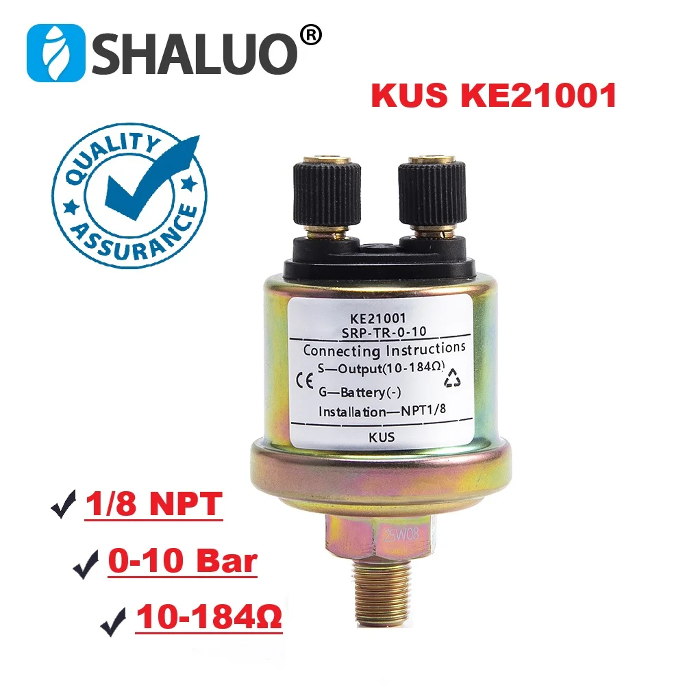 Original KUS KE21001 K-E21001 1/8 NPT Oil Pressure Sensor 0-10 Bar Diesel Engine Pressure Switch For Generator Parts 10-184Ω