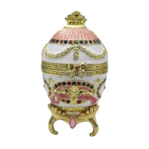 Shengbeifan Russia Faberge Scatola per uova con cristalli Scatola per ricordi di uova di Pasqua da collezione Scatola per gioielli regalo per la famiglia