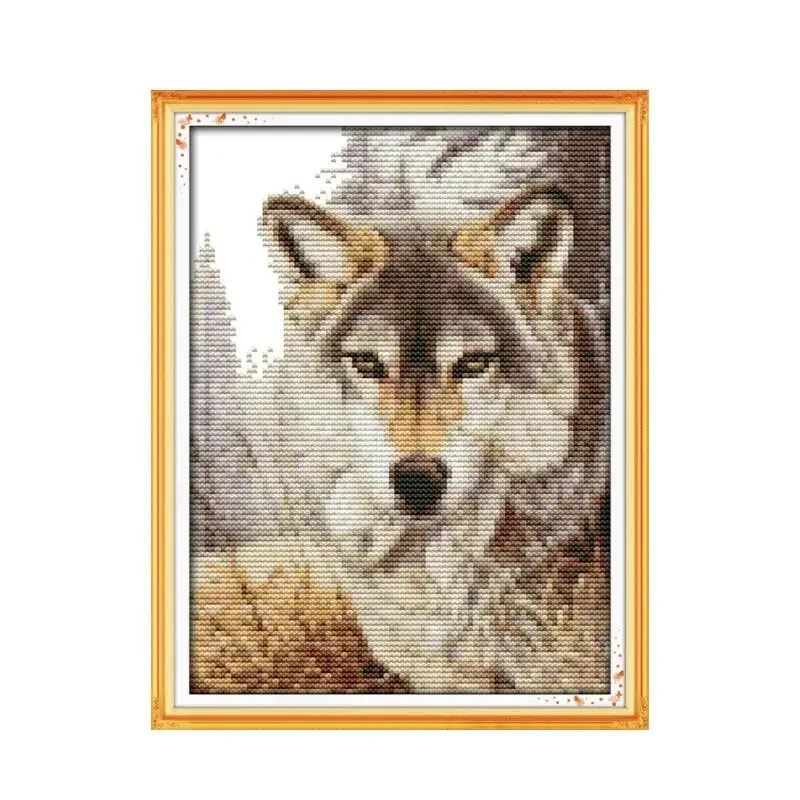 Wolf spirit (2)  cross stitch kit animal 18ct 14ct 11ct count printed canvas stitching embroidery DIY handmade needlework