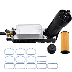 Engine Oil Cooler Filter Housing OEM 5184294AE for Chrysler Dodge Jeep Ram 3.6L 2011-2013 With sensor Gaskets Plastic
