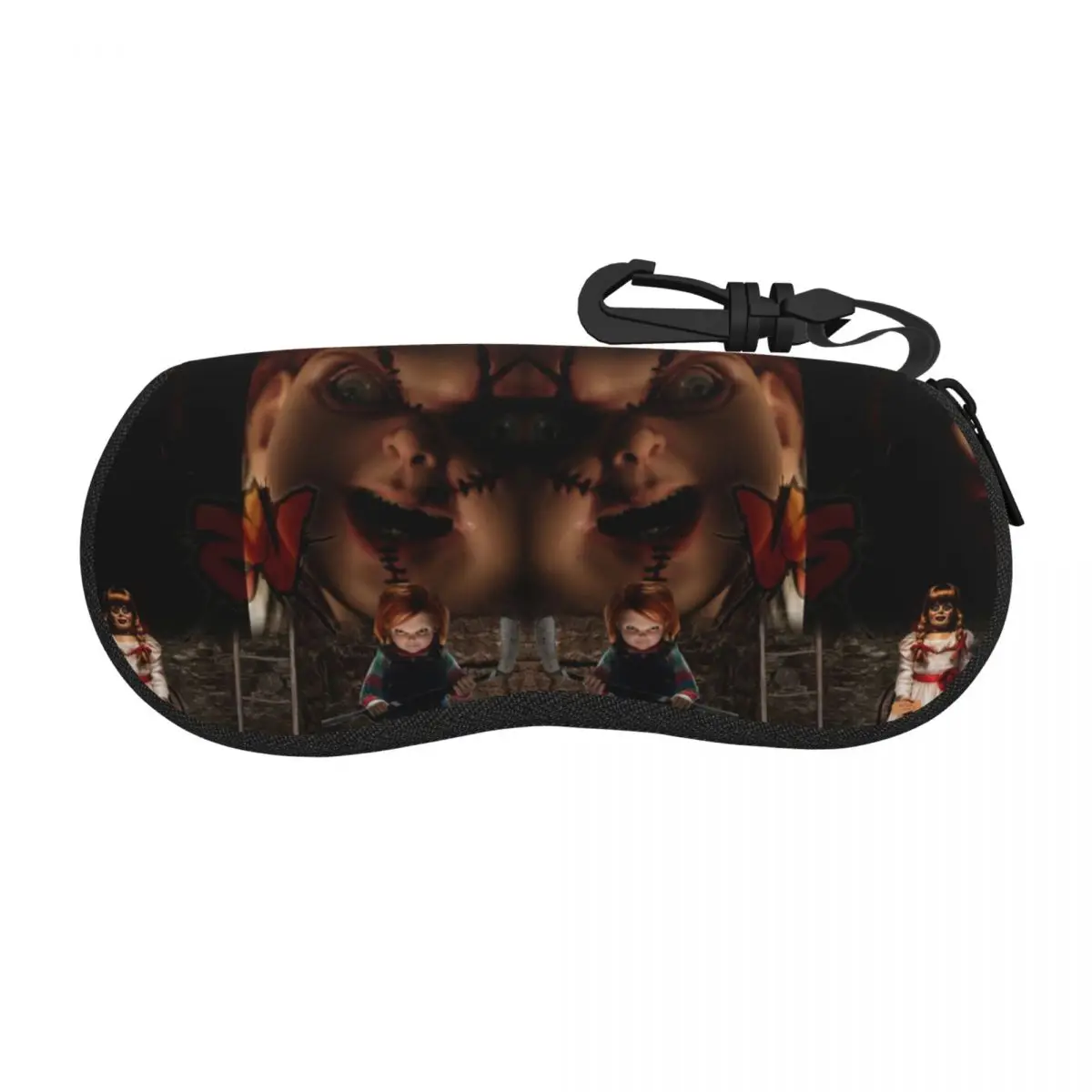 Custom Chucky VS Annabelle Horror Movie Sunglasses  Case Neoprene Zipper Horror 80s Eyeglass Case Protective Box For Glasses