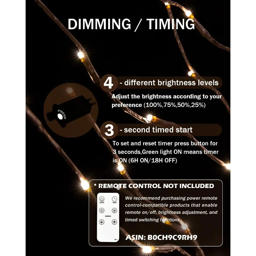 مجموعة شجرة ضوء النجوم 4 أقدام 5 أقدام و6 أقدام مع 128 216 256 مصابيح LED بيضاء دافئة لديكور العطلة قابلة للتعتيم معتمدة من UL مقاومة للماء مثالية f