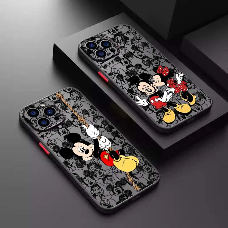 

Mickey Mouse Cute For Apple iPhone 17 16 15 14 13 12 11 Air Pro Max Plus Mini Frosted Translucent Phone Case