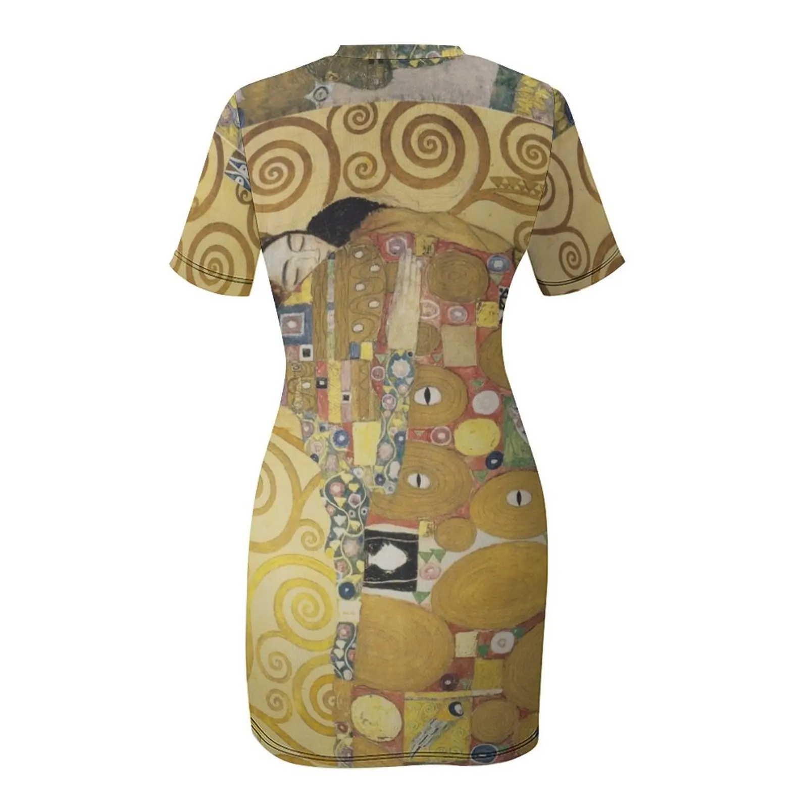 غوستاف كليمت - Stoclet Frieze - The Embrace، 1909 فستان بأكمام قصيرة ملابس الشاطئ للنساء