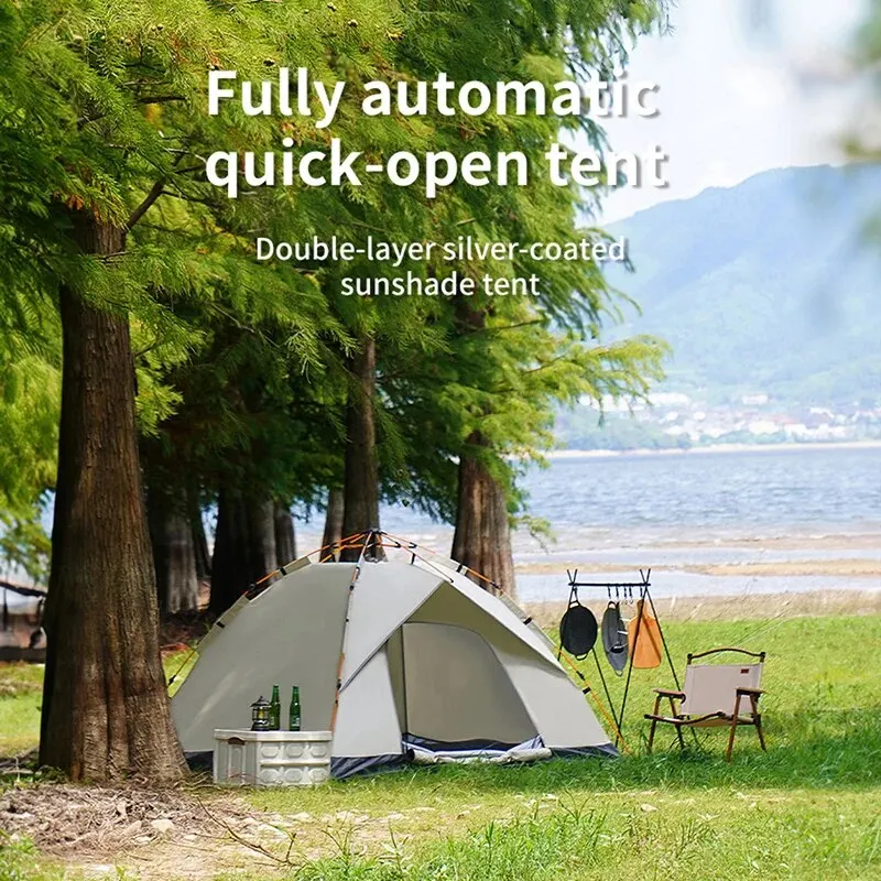 Outdoor Folding Tent Fully Automatic Quick Opening Tent 3-4 Person Self Driving Camping Tent Rain Proof Sun Proof Portable