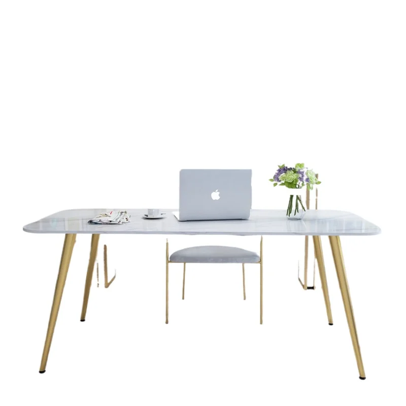 

Nordic Simple Student Study Desk and Chair Studio Staff Office Computer Desk,Slate Marble Computer