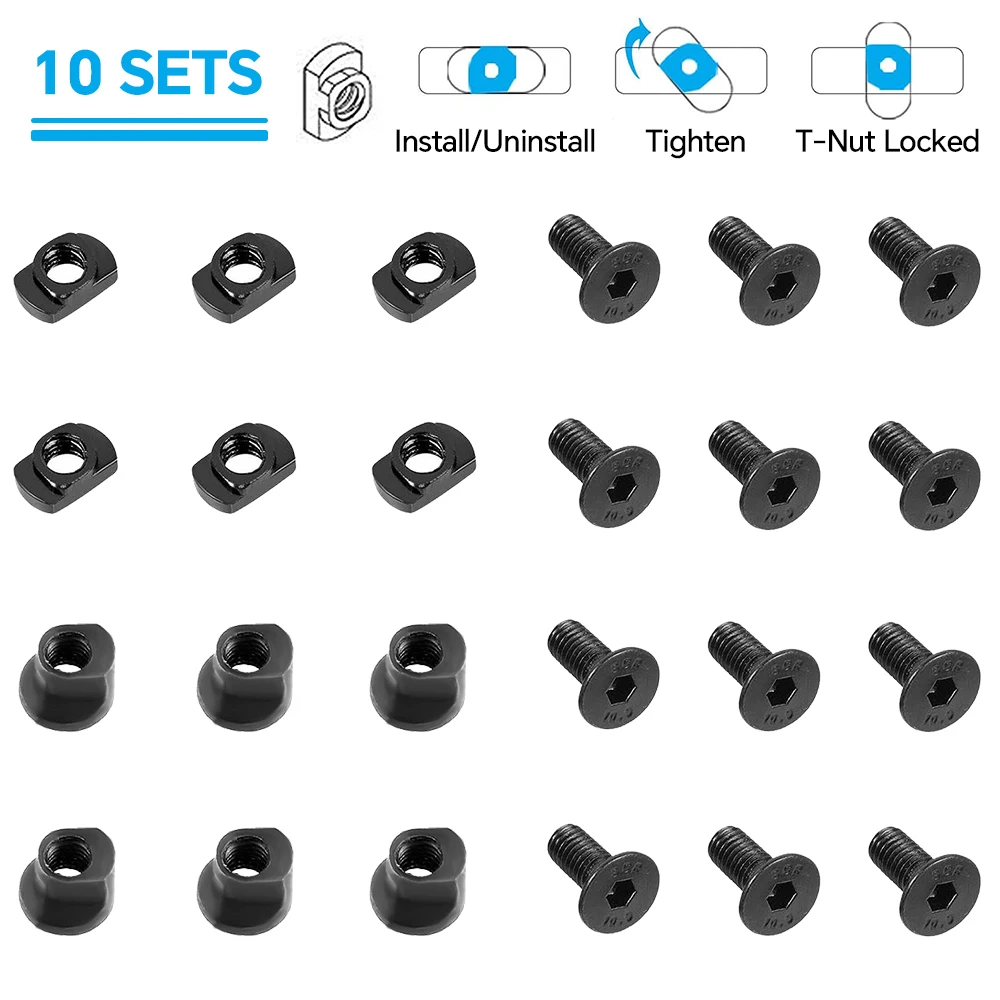 

10Pcs/set M-LOK Screw and Nut Replacement Rail Keymod Screw And Nut Sets T-Nut Screw Replacement Set for Airsoft Rifle Hunting