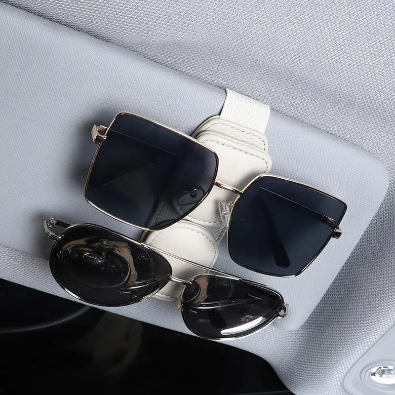 Car Visor Sunglasses Holder Magnetic Leather Clip Organizer For Eyewear Easy Access Securely Holds Glasses In Place