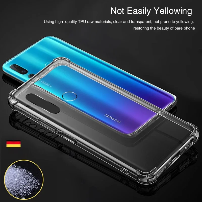 Luxury Funda Soft Silicone Phone Case for Huawei Nova4 Nova 4 4E Airbag Lens Protection Transparent Original Back Covers Housing