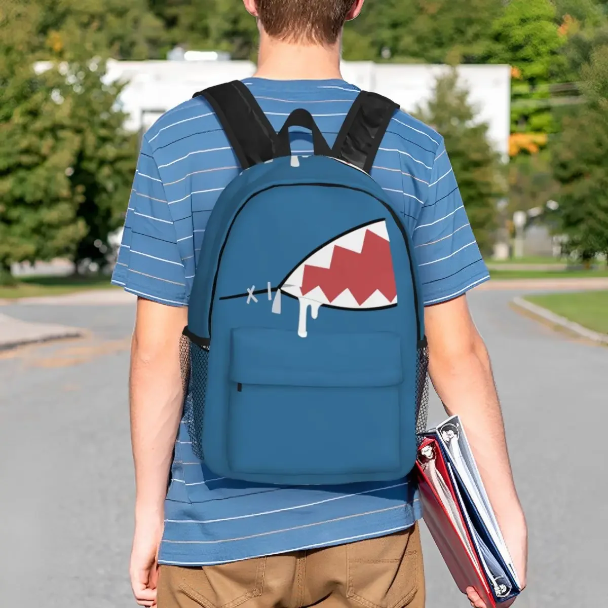 Gawr Gura Shark Mouth Backpacks Teenager Bookbag Casual Children School Bags Travel Rucksack Shoulder Bag Large Capacity