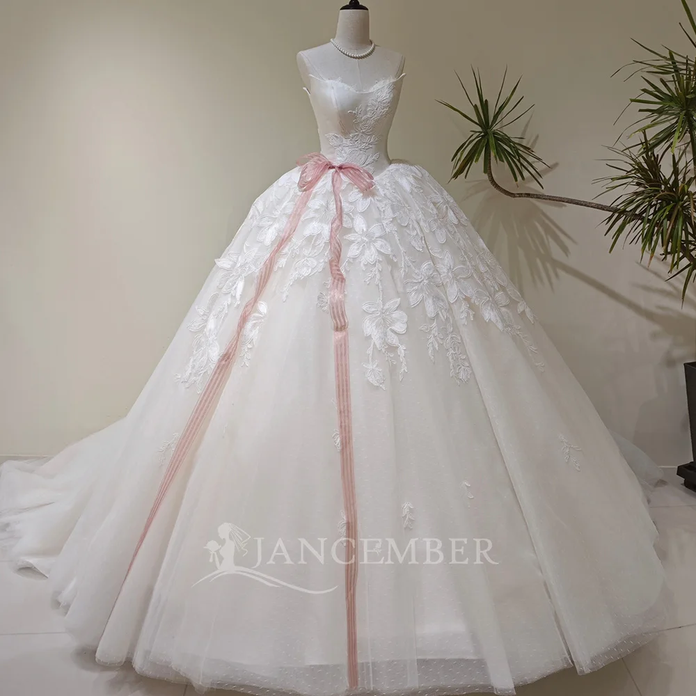 Wholesale Factory Wedding Dresses For Bride Ball Gown Strapless Customized Floor-Length Vestido De Noiva Court Train