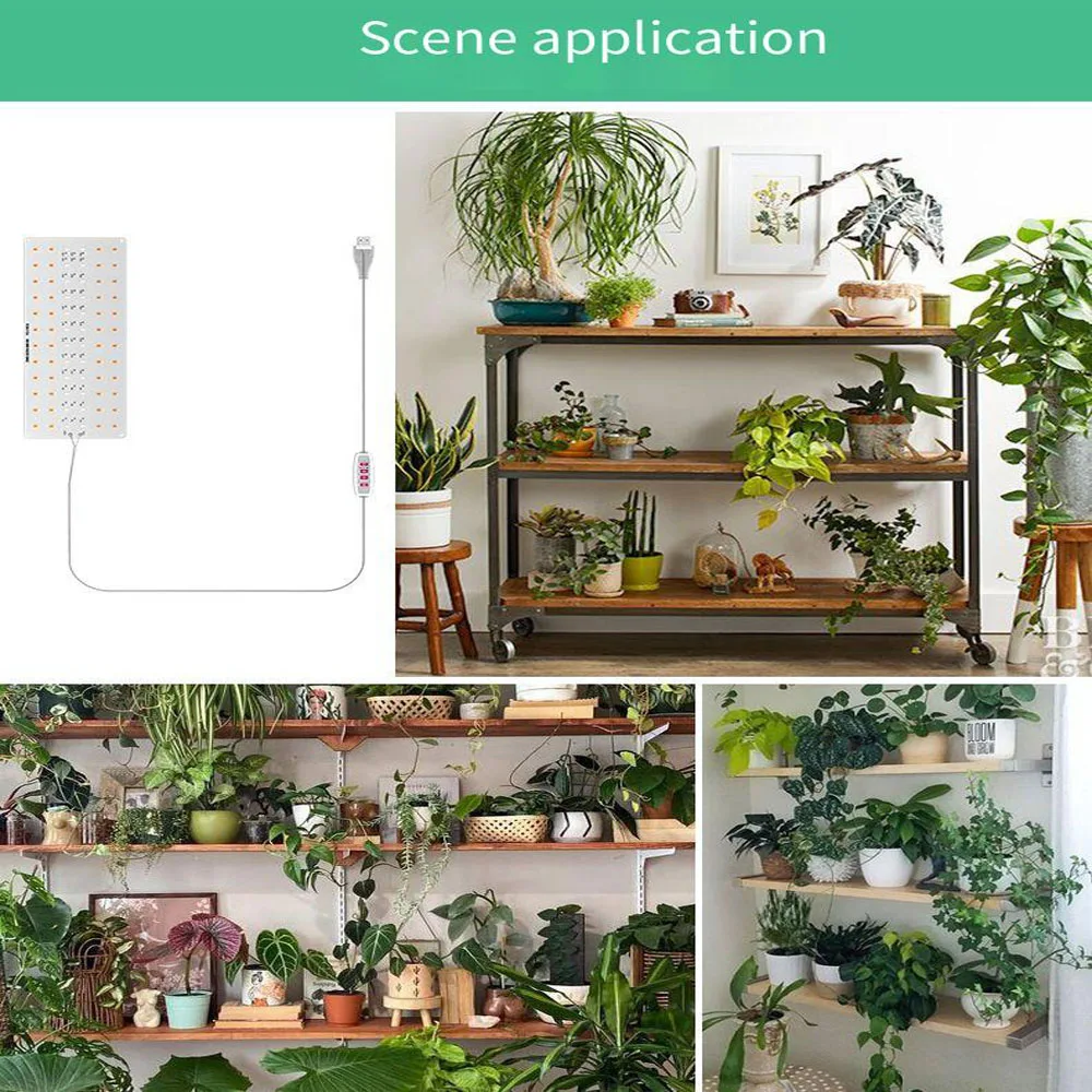 LED Plant Growth Light Full Spectrum 5V Supplemental Light Lightweight Design Easy Double-Sided Tape Installation Dimmable Timer